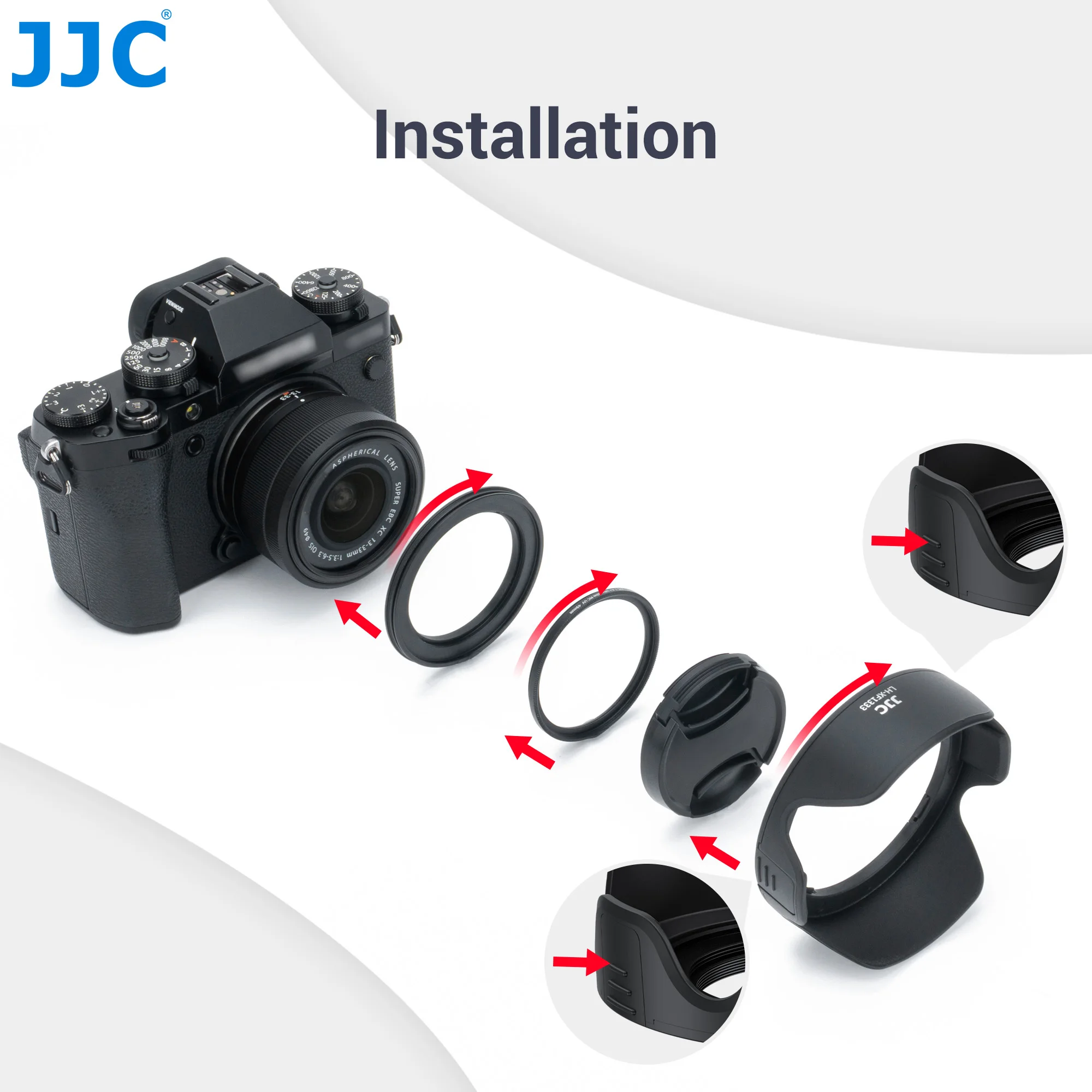 JJC Reversible Lens Hood For Fujifilm X-T30 III XC 13-33mm f/3.5
