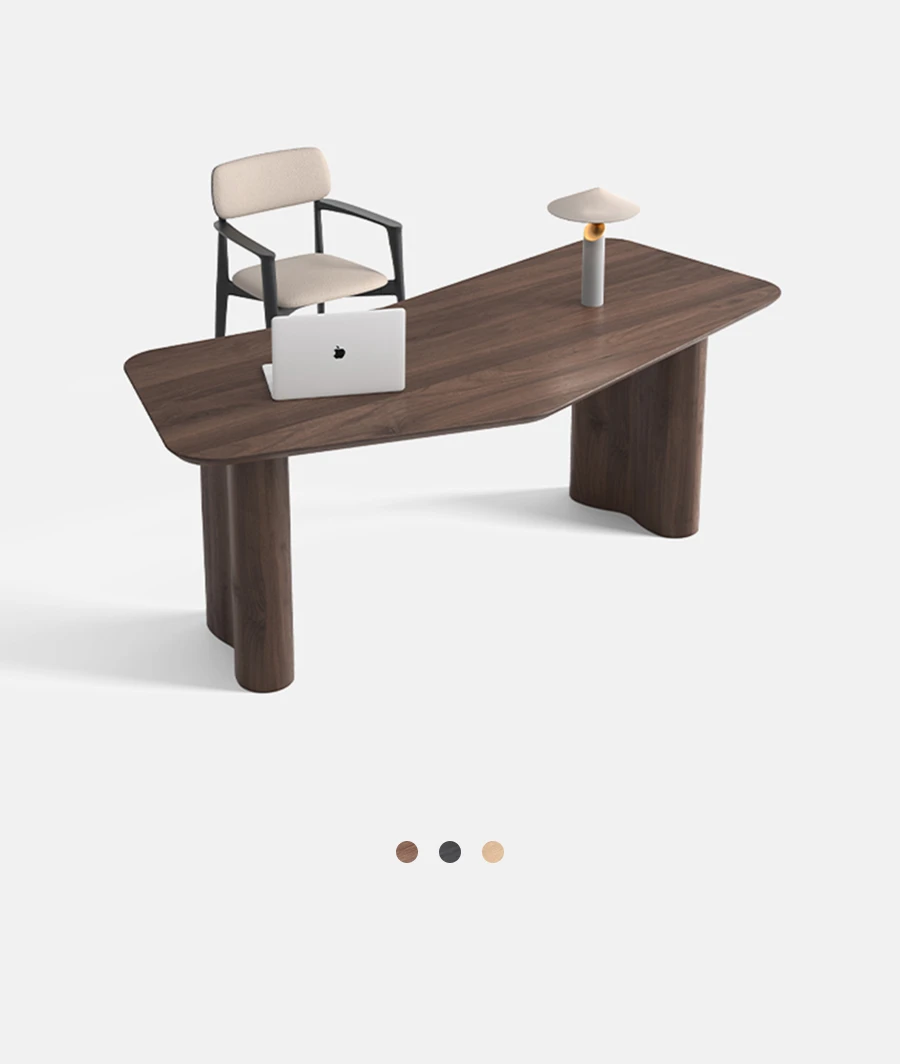 Modern simple special-shaped solid wood office computer desk