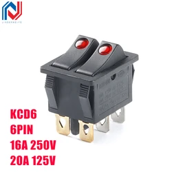 1 unids/lote KCD6 6PIN 16A 250V 20A 125V interruptor de luz doble interruptor basculante ON-OFF KCD6 luces de botón interruptor de alimentación de barco