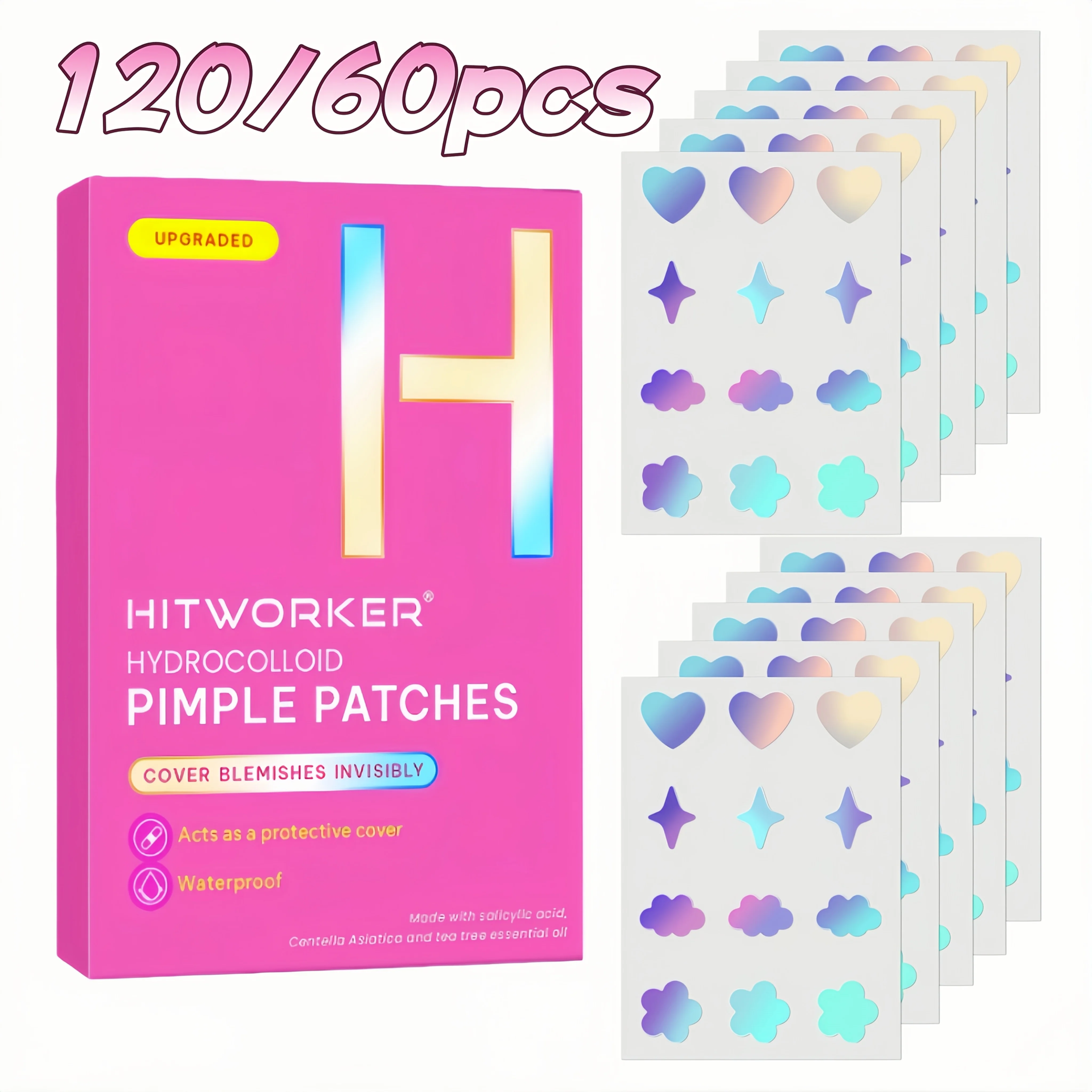 120/60 tablets/box of star shaped hydrocolloid acne patch, alcohol free, gentle and non irritating absorption acne patch