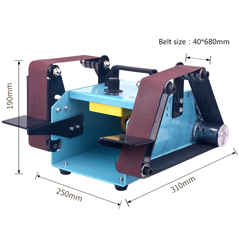 950W Çift Şaft Zımpara Kemer Makinesi DIY Masaüstü Parlatma Taşlama Makinesi Öğütücü zımpara kayışı tezgahı Kesici Kenarlar Kalemtıraş 220V