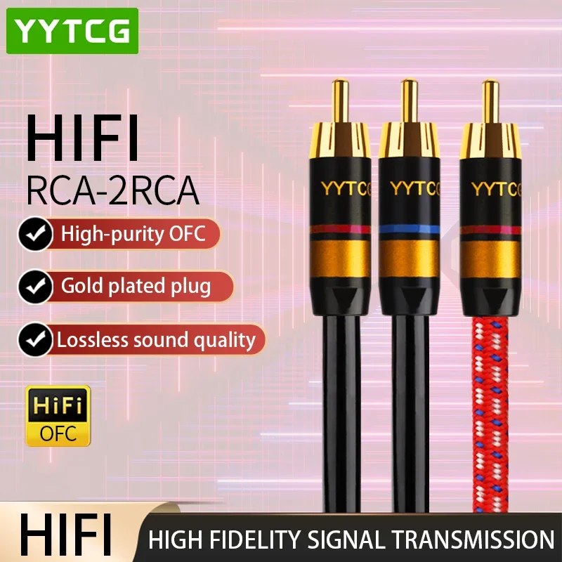 

YYTCG Hifi Audio Cable RCA to 2RCA Male Cable OFC Splitter Y Cords RCA Cable For DVD Amplifier Multimedia MP3 MP4 Player