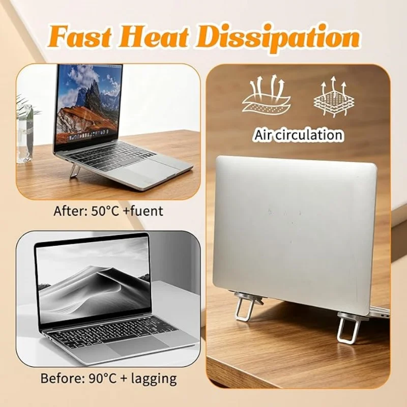 2pcs Notebook computer invisible bracket, notebook pad high bracket folding base mini portable folding heat dissipation non-slip