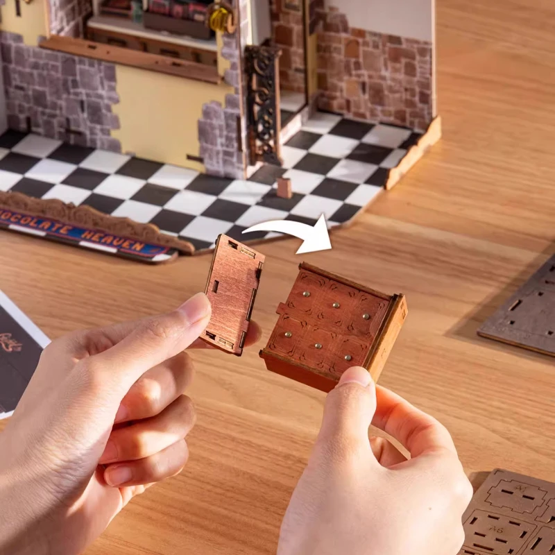 ROBOTIME 3D Wooden Dollhouse Kit Is A Unique Gift for Home Decoration DIY Decoration and Challenging Micro-house Craftsmanship