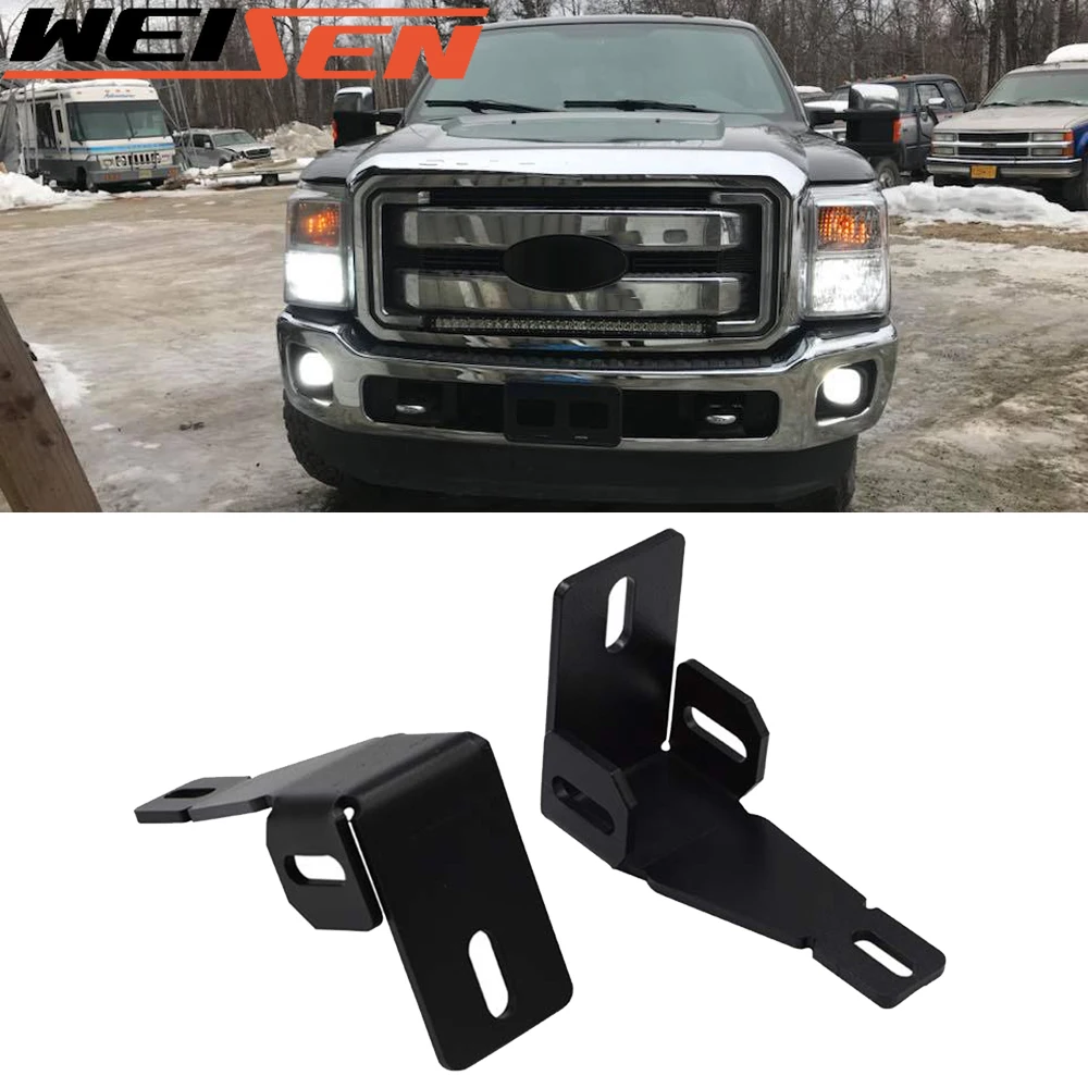 Front Hidden Bumper Fog lamp Mounting Brackets Fit 1999-2016 Ford F-250 F-350 F-450 Super Duty and 2000-2005 Ford Excursion