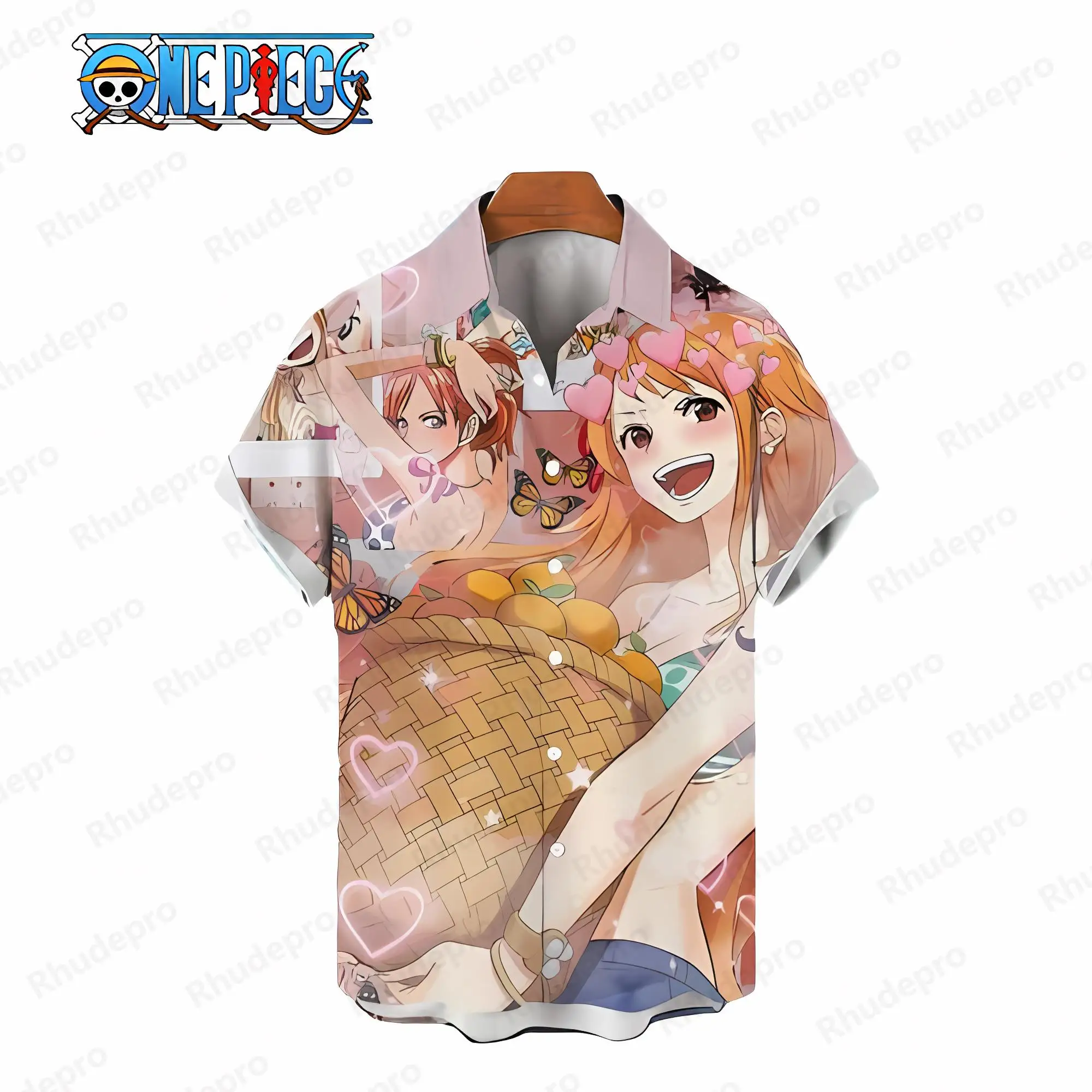 Blouse Fashion Monkey D Luffy Shirts and Blouses Y2k One Piece Tops Anime Men Mens Clothes Short Sleeve Elegant Shirt Oversized