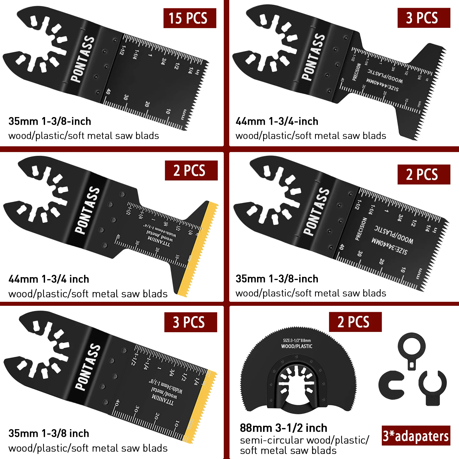 Cutting Metal,Steel Nails,Screws,Carbide Tooth Blade Oscillating Saw Blades 27pcs,Multitool Oscillating Tool Accessories