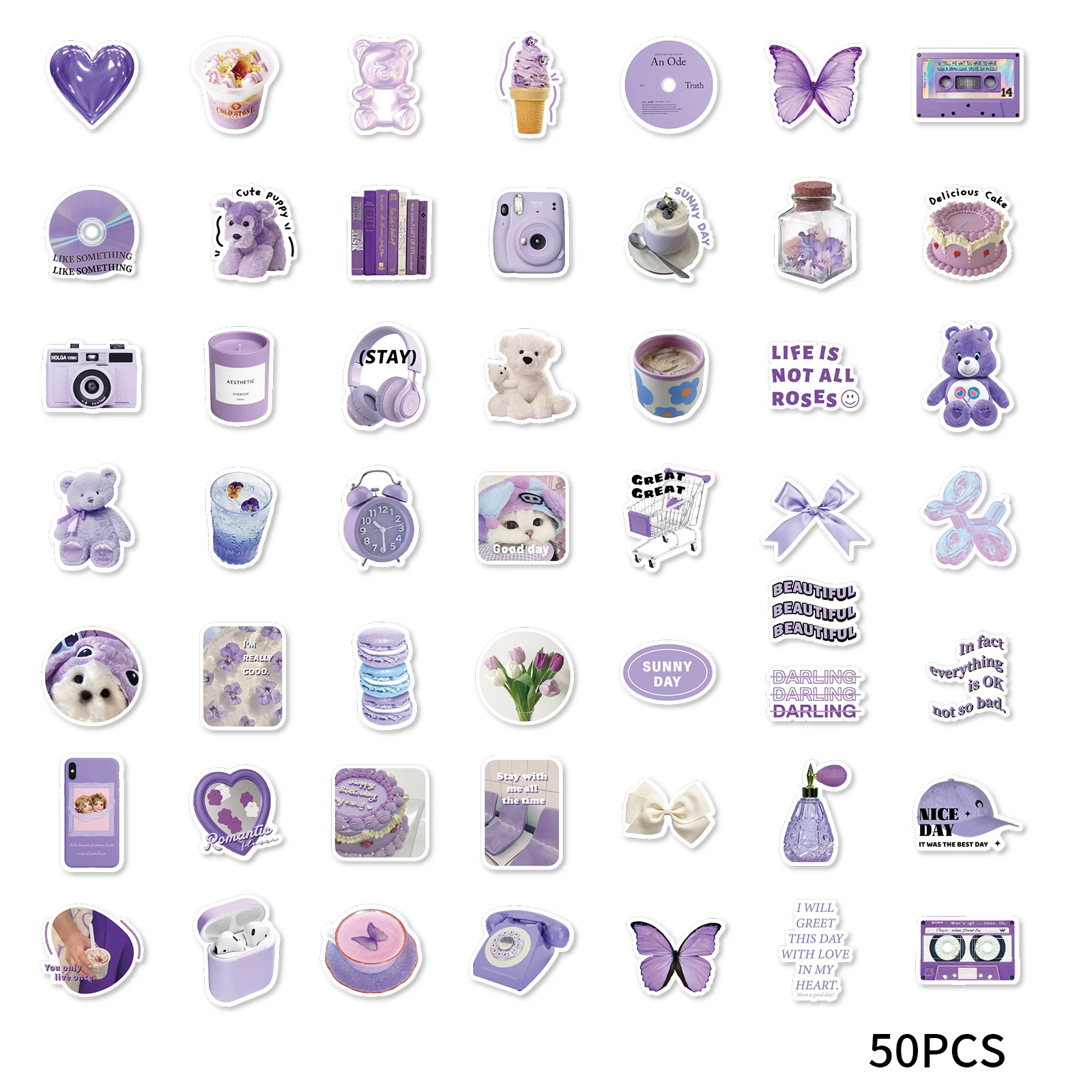 50pcs Simple Mood Creative Graffiti Stickers Decorated Laptop Motorcycle Suitcase Classic Toy Clipboard Waterproof PVC Decals