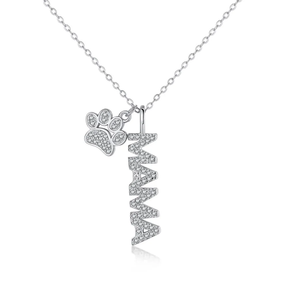 S925 Sterling Silver Letter Necklace Fashion Trend Mother Child Necklace Light Luxury Micro Set Zircon Necklace