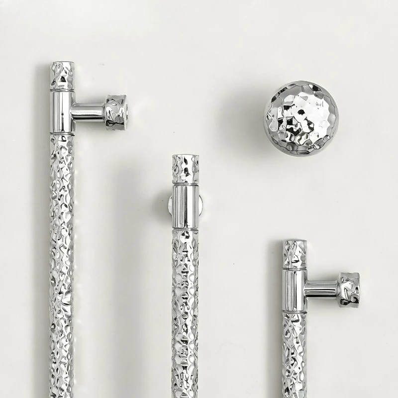 Premium Wardrobe, Hammer Patterned Handle Drawer, Dressing Table, TV Entrance Cabinet Drawer, Bright Chrome Handle