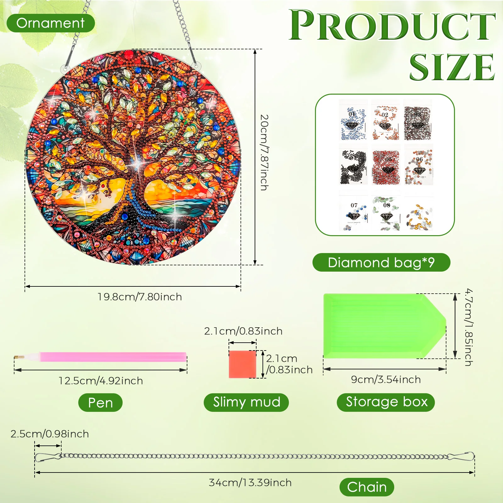 Diamond Art Tree of Life Pendent DIY Acrylic Hanging Diamond Painting Kits Gem Art Tree of Life Hanging Ornament for Window Home