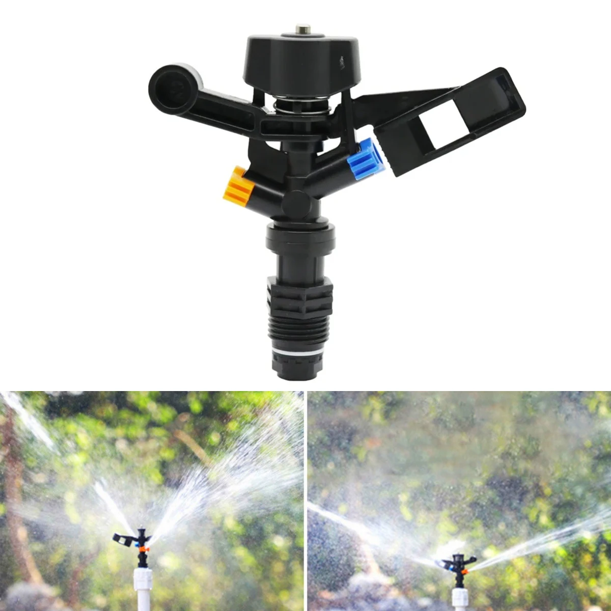 Garden Irrigation 2 Nozzles 360 Degrees Rotating Sprinkler Head 1/2