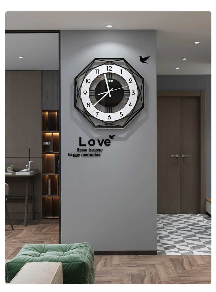 

2024 New Creative Clock Wall Clock Living Room Home Simple Quartz Clock Atmospheric Light Luxury