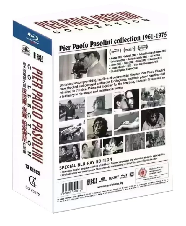 Colección de Discos Blu-ray de Pier Paolo Pasolini, Obra Maestra del Director de Cine Italiano, Set de 13 Discos en Alta Definición BD