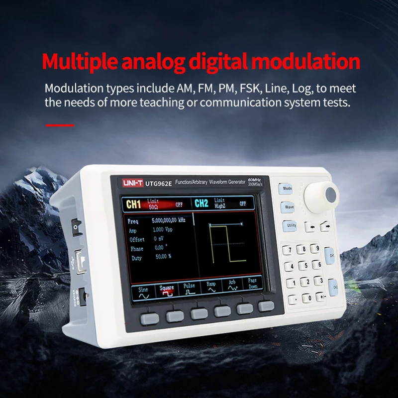 Imagem -03 - Uni-t Utg932e Utg962e Função Arbitrária Waveform Generator Fonte de Sinal Dual Channel 200 ms s 14bits Frequency Meter 60mhz