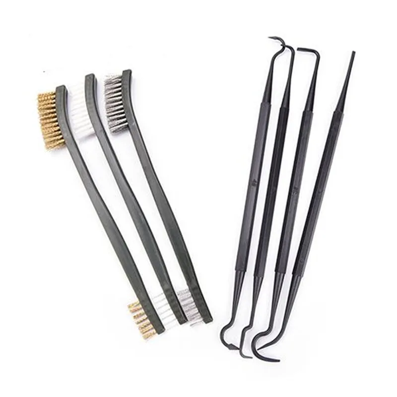 

Double-end 3pcs Steel Wire Brush & 4pcs Nylon Pick Set Universal Hunting Gun Cleaning Kit Tactical Rifle Gun Cleaning Tool