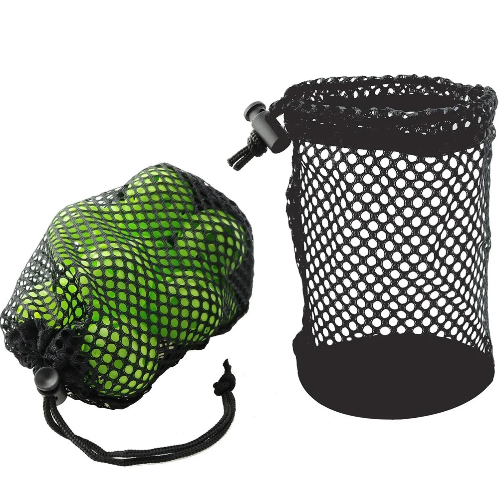 

1Pcs Black Nylon Golf Ball Bag Pouch Golf Table Tennis 16 Balls Carrying Holder Drawstring Closure 17x12cm