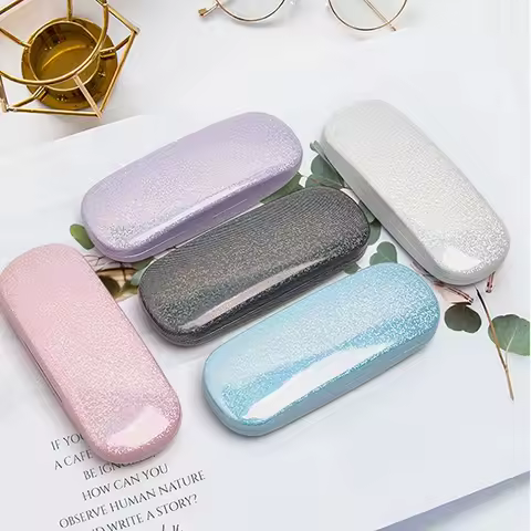 Simple Fashion PU Pearlescent Glasses Box Men Women Storage Box Reading Glasses Case Sunglasses Box Eyewear Protector