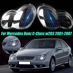 Car Headlight Lens Cover For Mercedes Benz C-Class W203 4-Doors C180 C200 C230 C260 C280 2001-2007 Transparent  Lampshade