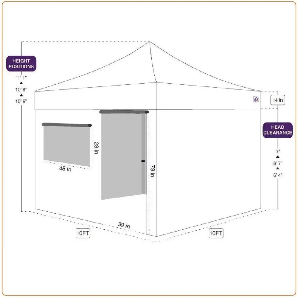 10' x 10' USA Canopy Kit: 4 Sides, Door & Window, Weight Bags, Spike, Rope, Roller Bag, White
