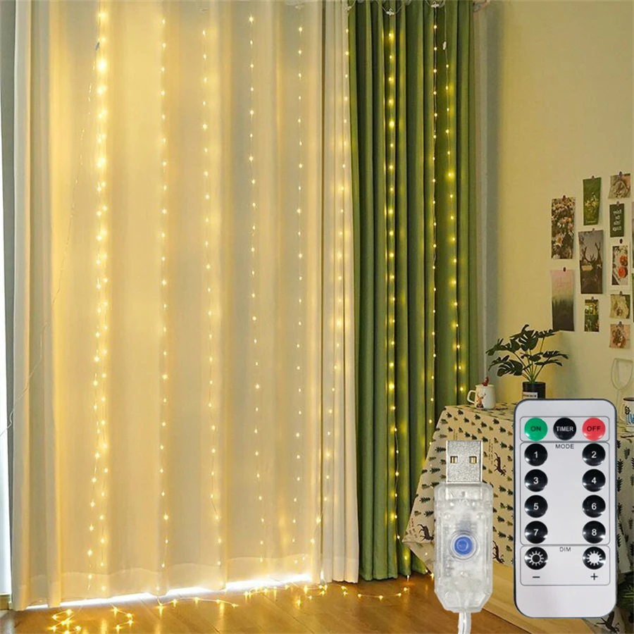 

USB-гирлянда для штор, 8 режимов, для вечеринок, подарок на день рождения, украшение для стен, свадебная гирлянда, светодиодная гирлянда для сада, праздничный декор