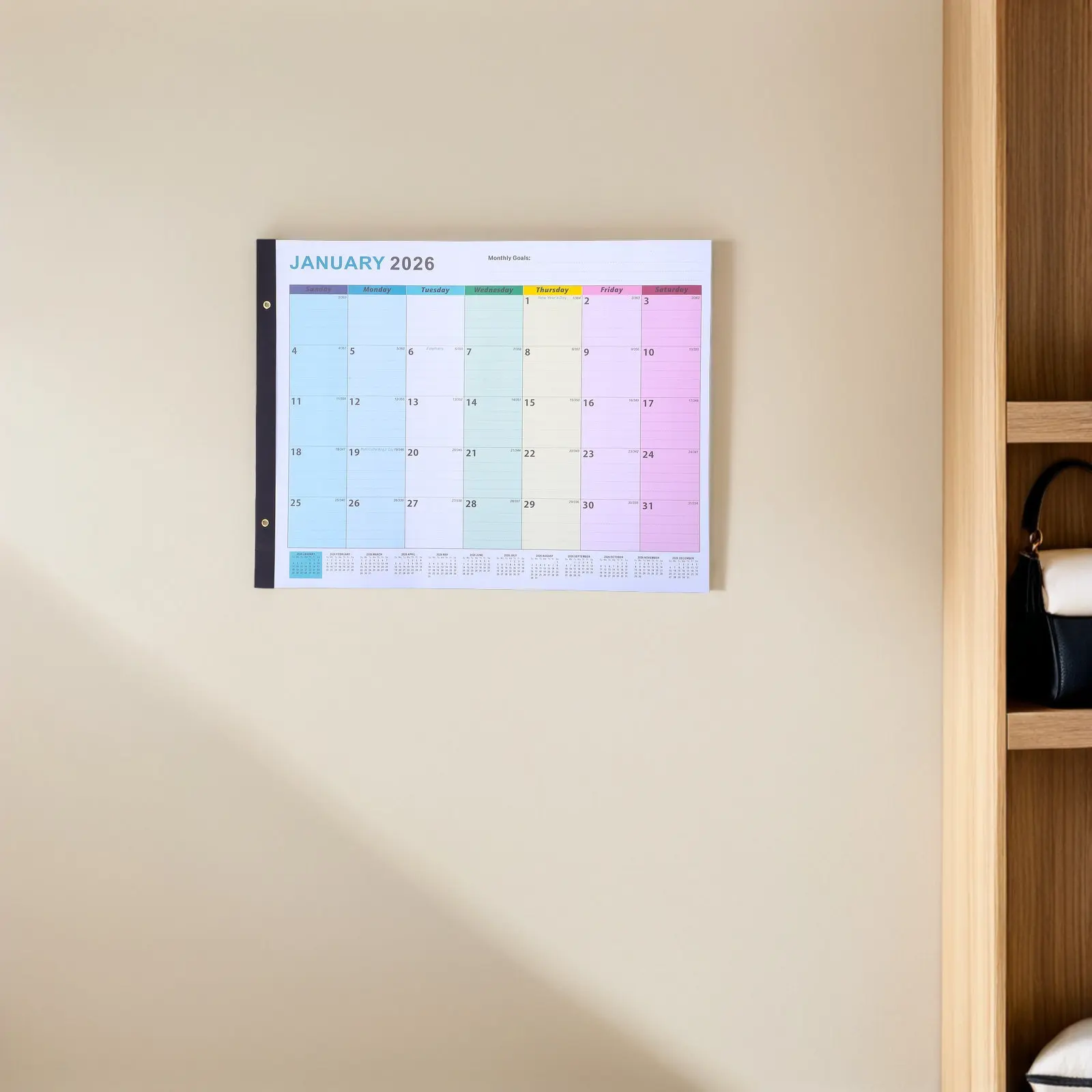 

Large Wall Calendar Vertical Design Year Round Planner Monthly Wall Mounted Schedule Home Office Academic Organizer