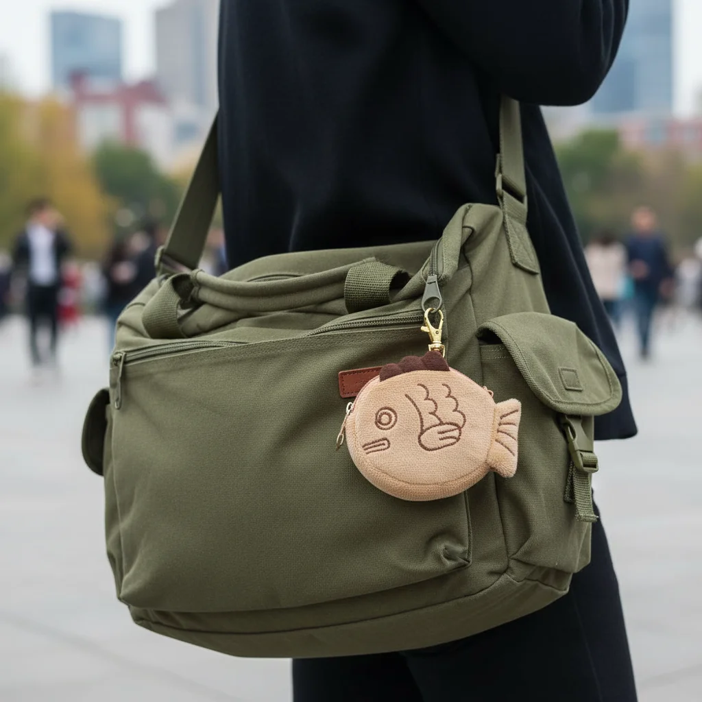 Kawaii Fish Shape Keychain Bag Mini Soft Purse Zipper Wallet Japanese Style Purse Keychain Hanging Charm For Girls Travel
