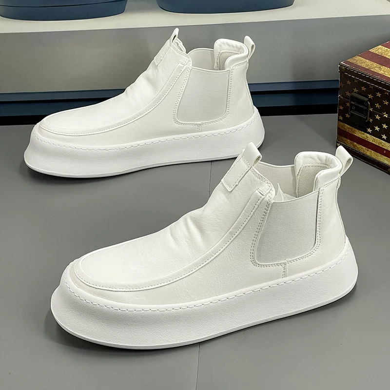 

Trendy round Toe Boots Men's Lace-Up ort Boot Casual All-Match Lightweight Super Fiber Leather Sport Leisure oes