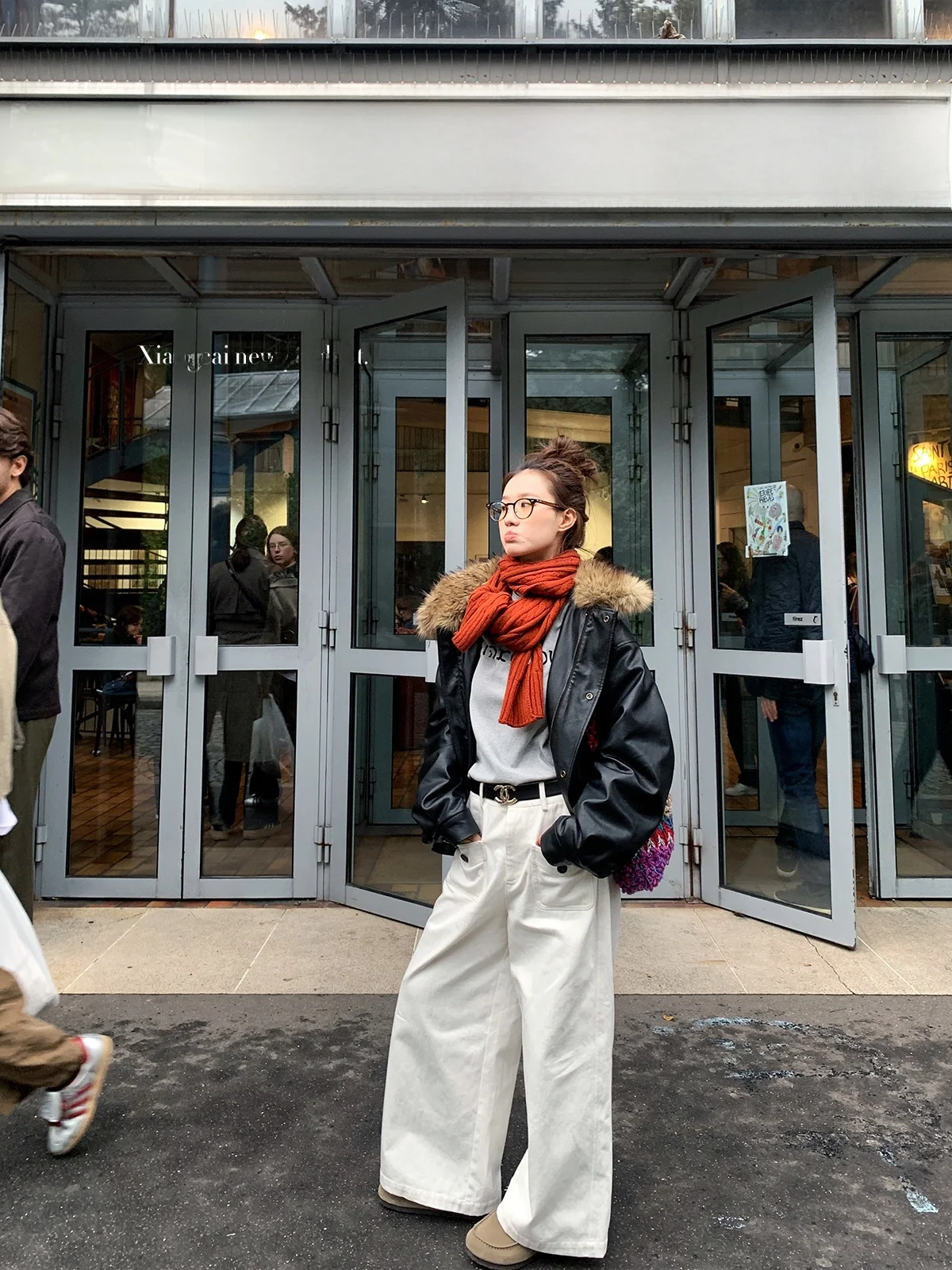 

l Waist Wide Leg Casual Jeans Women's Autumn Winter Straight Leg Pants Comfortable Cotton Casual Trousers