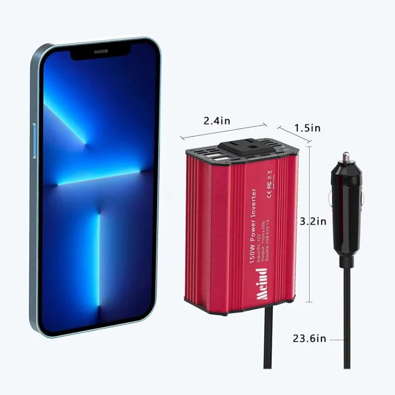 

Small Car Power Inverter 150 Watts 12v 100v 110v 220v Dual 3.1A 5v 3.1A Dc AC Sine Wave Single Output 50Hz 60Hz