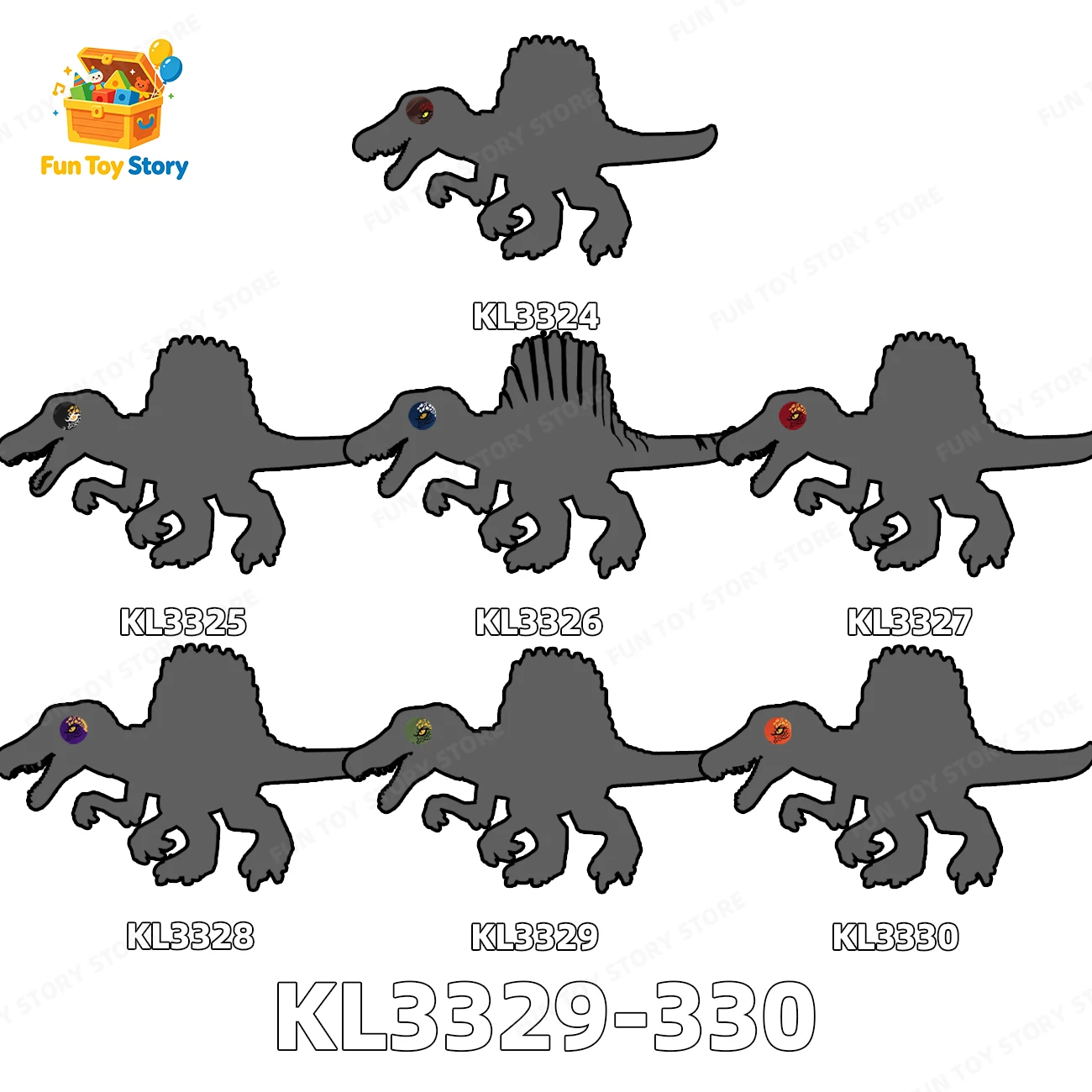 KL3324-3330 Spinosaurus Tier-Baukasten, Sammlerstück für Dinosaurier-Enthusiasten, Geschenk für Menschen