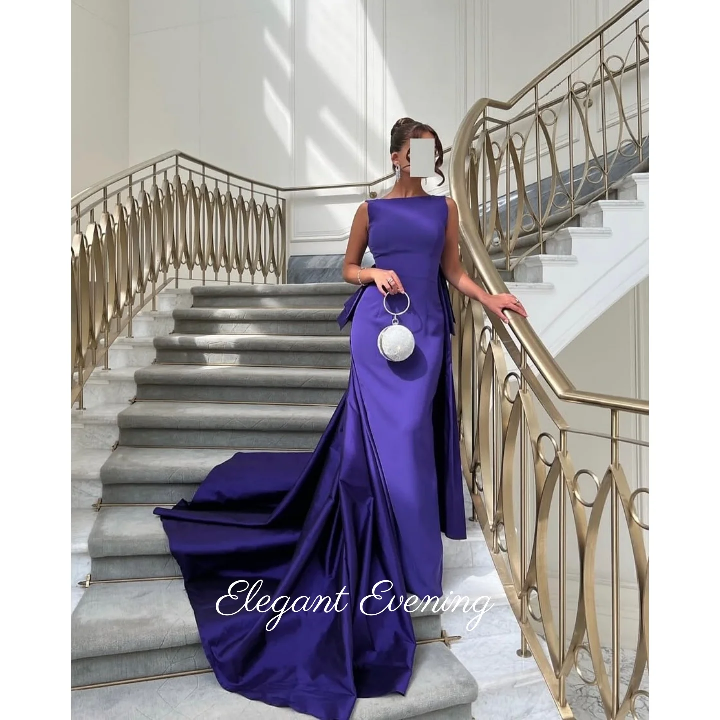 

Purple Crystals Prom Dresses with Overskirt Elegant Evening Dresses Strapless Dubai Women Customized Beads Wedding Party Dress