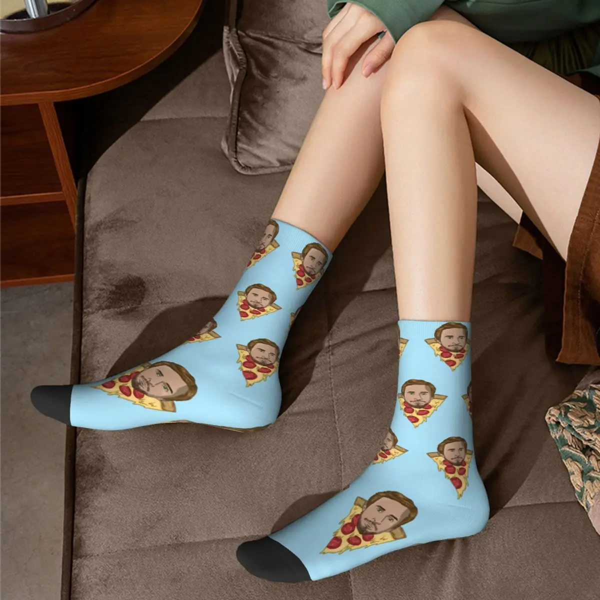 Fashion Funny Pizza Ryan Gosling Theme Design basket Crew Socks Stuff primavera autunno inverno Parody Warm Crew Socks traspirante