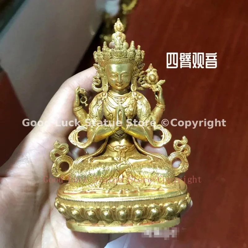 Wholesale Buddhist supplies family bless safe health good luck high grade Nepal Four arm Tara Guanyin Buddha statue Small size