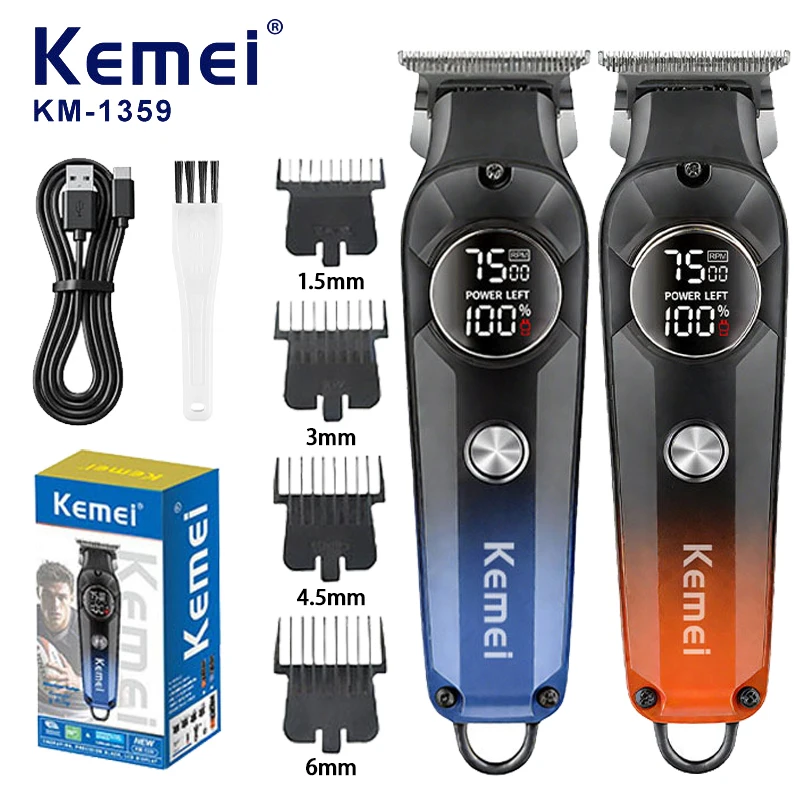 Kemei KM-1359 Elektrische Haarschneidemaschine Professioneller 0mm Barber-Trimmer Wiederaufladbare Haarschneidemaschine Hochwertige Kabellose Haarschneidemaschine