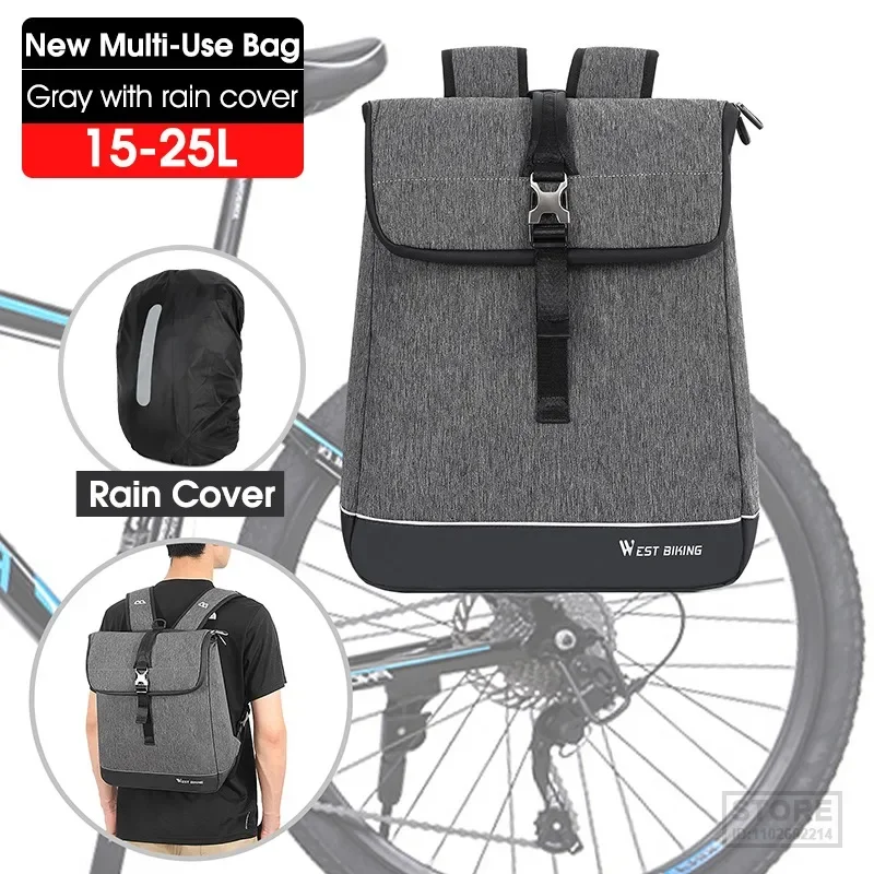 

WEST BIKING 25L Multifunction Bike Bag MTB Road Bicycle Rack Rear Pannier Bags Laptop Backpack Travel Sports Cycling Accessories