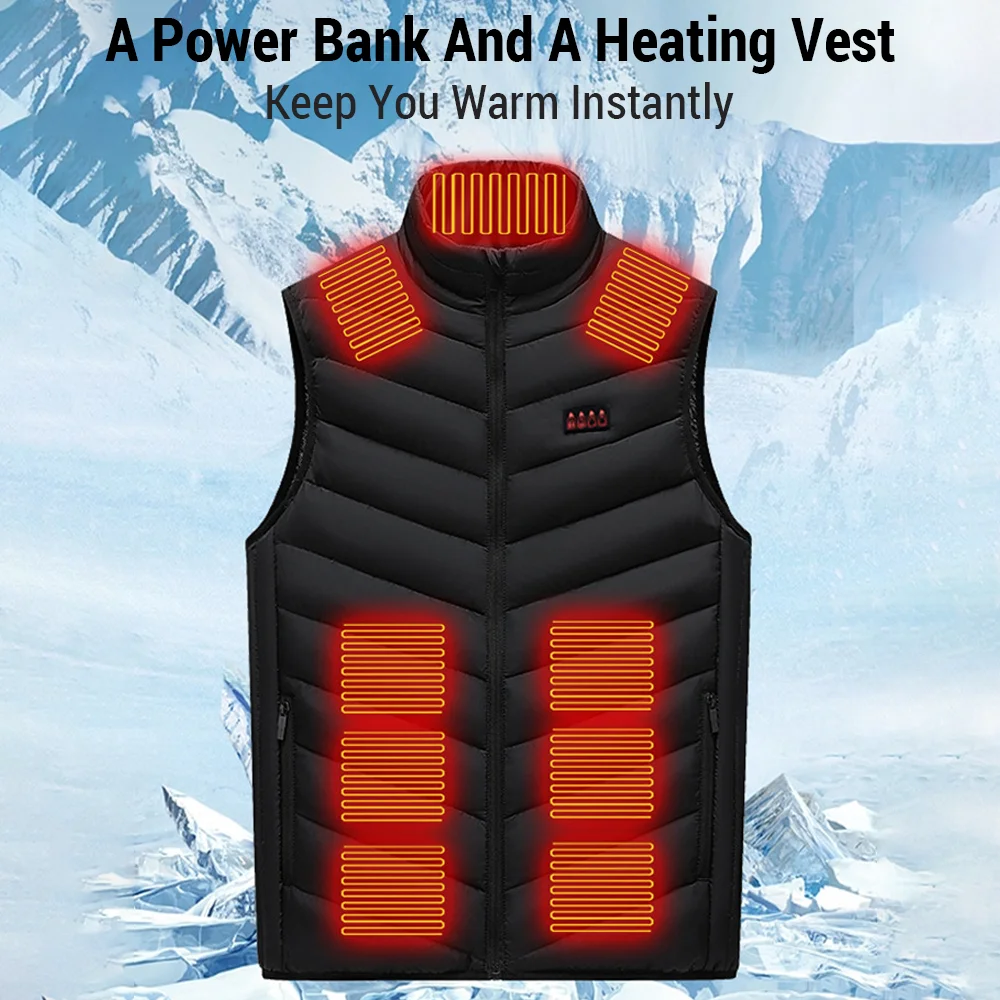 USB Heated Vest Large Area Intelligent Constant Temperature Electric Heating Vest Three-speed Temperature Control Vest