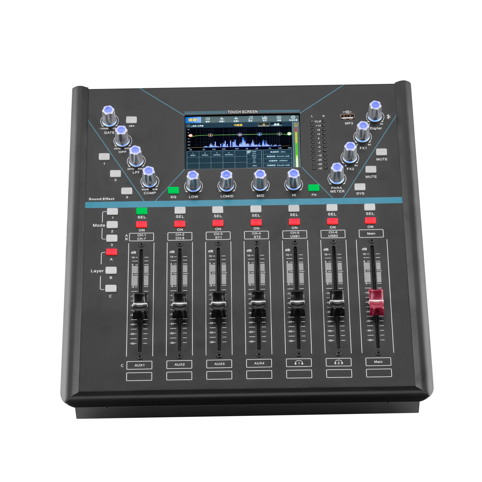 

OEM Professional Digital X-12 12-Channel Metal Audio Mixer Console High Performance APP Remote Control Live Streaming Sound