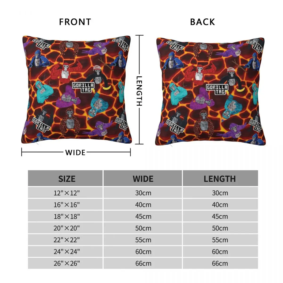 Gorilla Tag Lava Monke Square Pillowcase Polyester Linen Velvet Creative Zip Decor Throw Pillow Case Home Cushion Cover 18