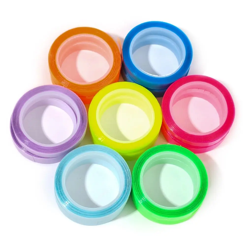 Transparent Highlighter Sticker Professional 5 Rolls Adhesive Fluorescent Index Tabs PET Label Stickers School Office Supplies