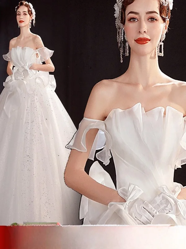 

Свадебное платье Angel Wedding Dr Sweet One-Shoulder в корейском стиле с корсетом, пышной юбкой из полиэстеровой органзы