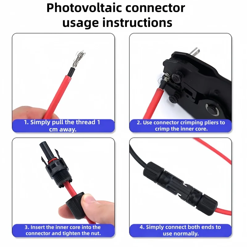 5 6 7 8 9 10 11 12Photovoltaic connector solar panel module connector male and female plug waterproof flame retardant 1000V 30A