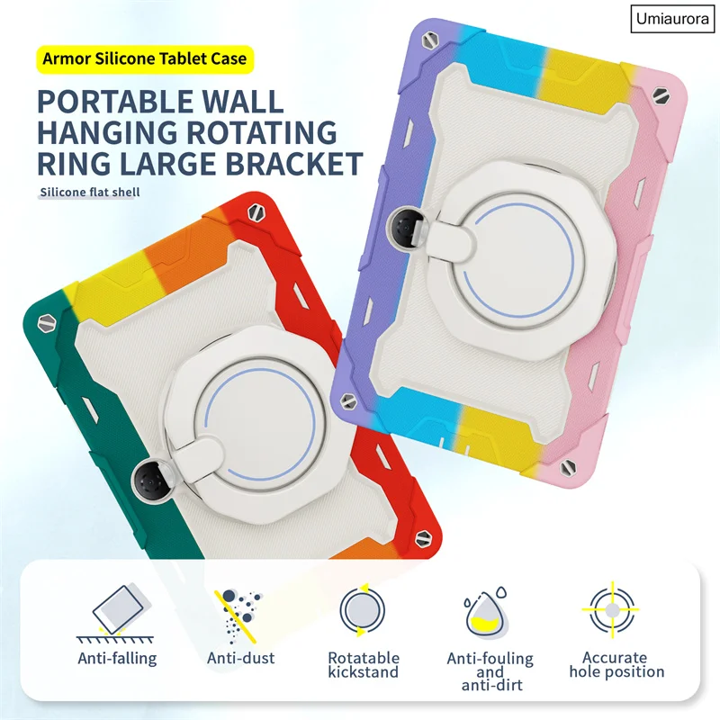 Imagem -02 - Silicone Tablet Case para Honor Pad pc à Prova de Choque Pull Ring Stand Armadura Capa 12 Hey-w09 Hey2-w09 x8 10.1 x9 11.5 Eln-w09