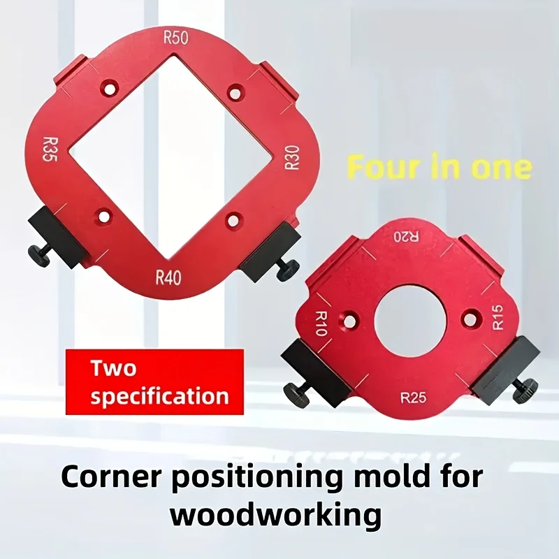 2pcs 4-in-1 Woodworking Router Template Kit, Aluminum R10-R50 Arc Corner Positioning Tool for Custom DIY