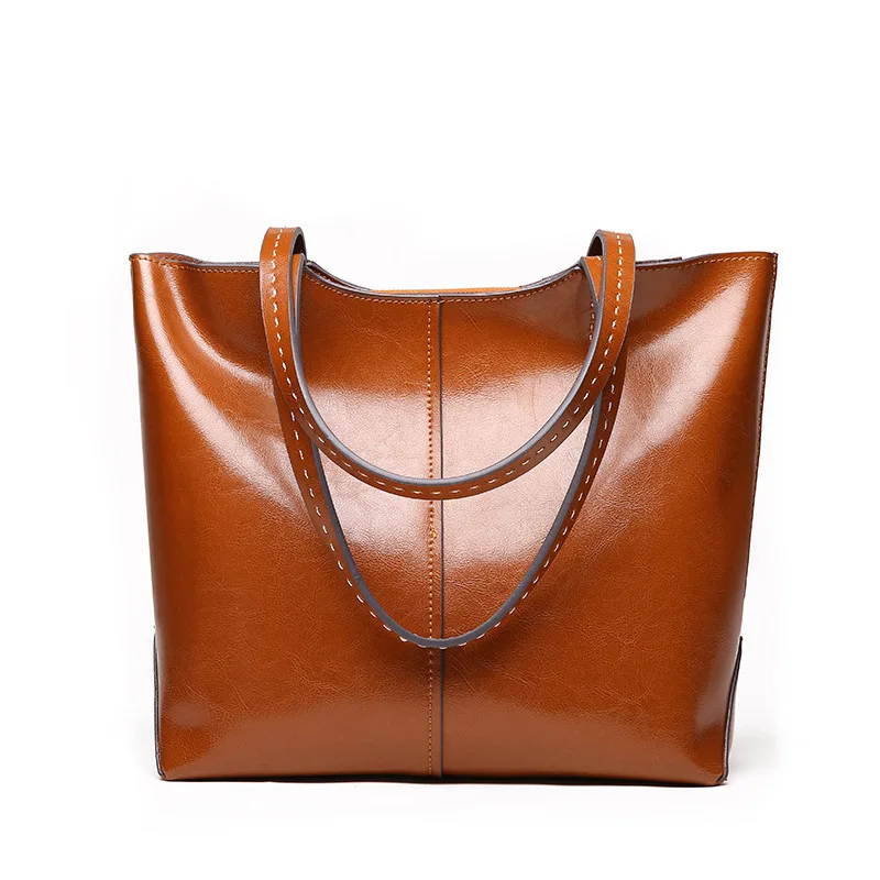 Bolsos De cuero auténtico para mujer, bolsos de lujo versátiles, de gran capacidad, 40x14x30