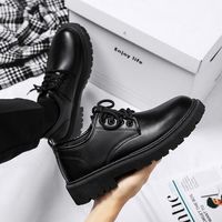 Men's Shoes Black Fashion Business Leather Shoe Platform Oxfords Anti-slip Thick Tottom Male Derby Shoe Loafers Chaussure Hommes