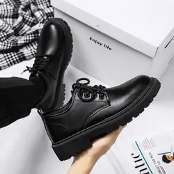 Men's Shoes Black Fashion Business Leather Shoe Platform Oxfords Anti-slip Thick Tottom Male Derby Shoe Loafers Chaussure Hommes