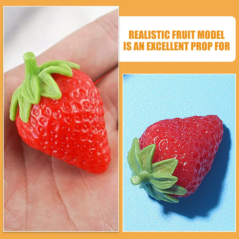 3 Pcs Simulated Strawberry Fake Fruits Model Artificial for Decoration Lifelike Birthday Decorations Faux Strawberries Pvc