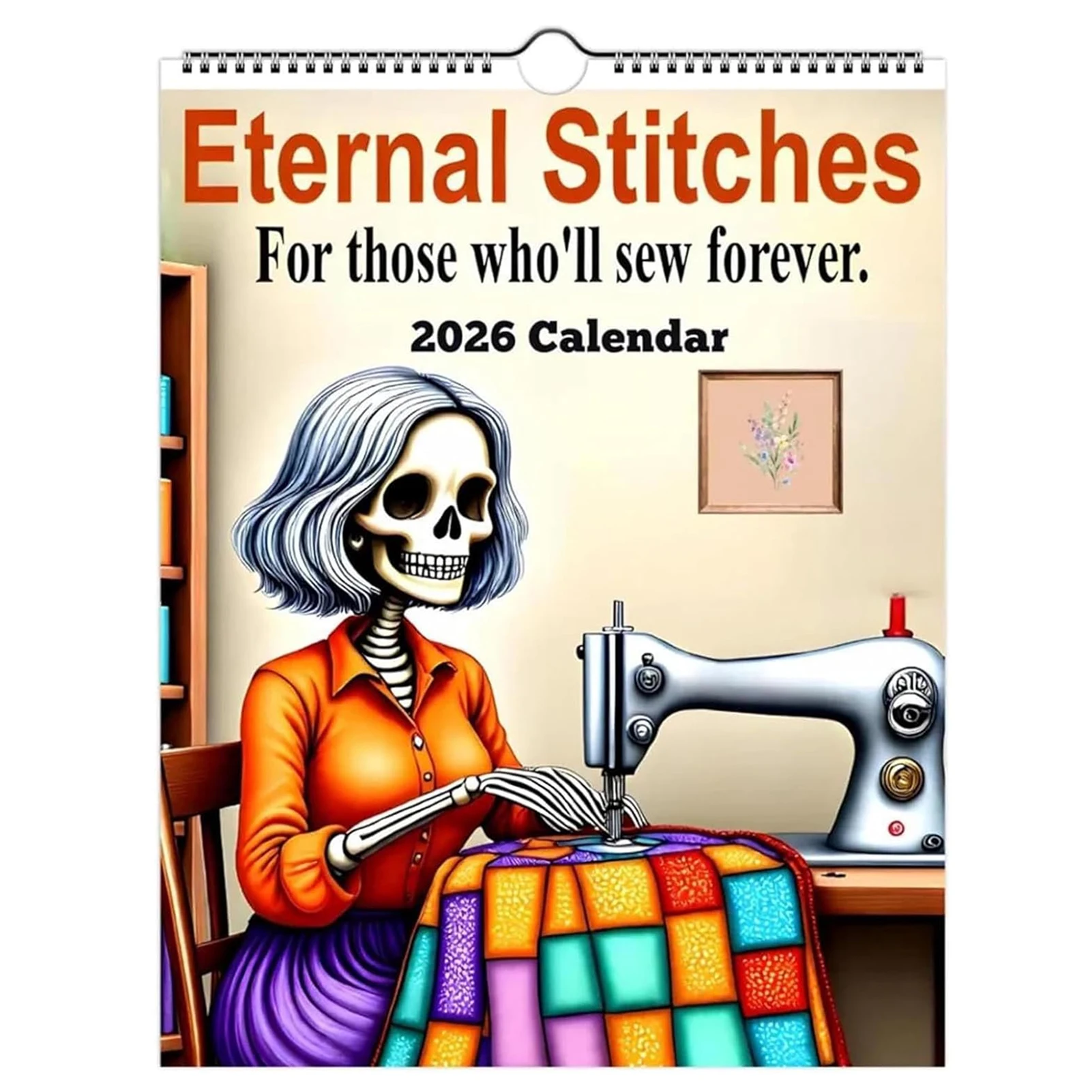 

Настенный календарь на тему шитья черепа 2026 готический домашний декор с высокоточной печатью подвесной календарь для украшения помещения