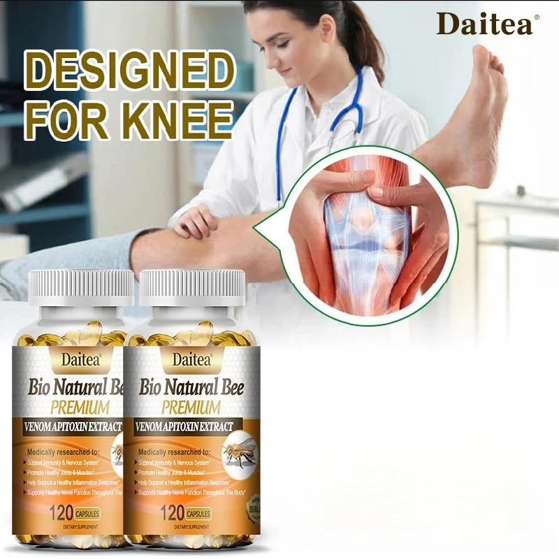 

Natural High-quality Bee Venom Extract Promotes Joint and Muscle Health, Supports The Immune and Nervous Systems, 120 Capsules